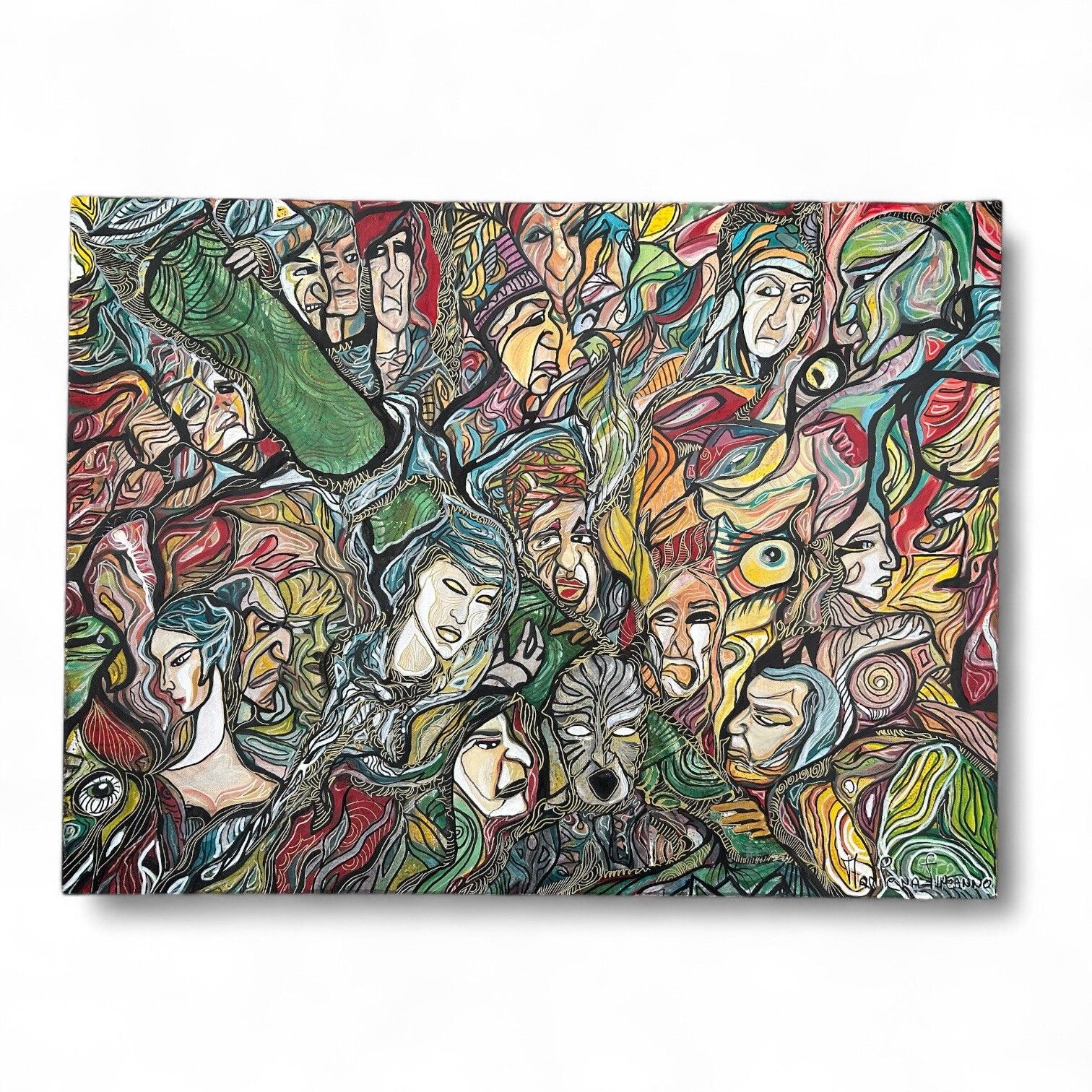 Original Acrylic Painting On Canvas, After Hieronymus Bosch By Marilena Fineanno