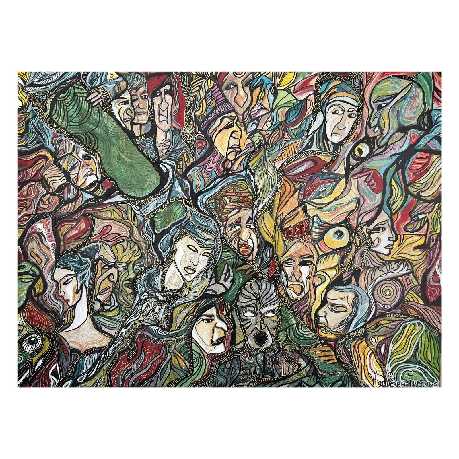Original Acrylic Painting On Canvas, After Hieronymus Bosch By Marilena Fineanno photo furniture