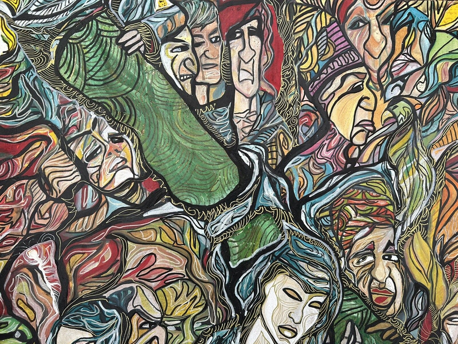 photo vinterior Original Acrylic Painting On Canvas, After Hieronymus Bosch By Marilena Fineanno