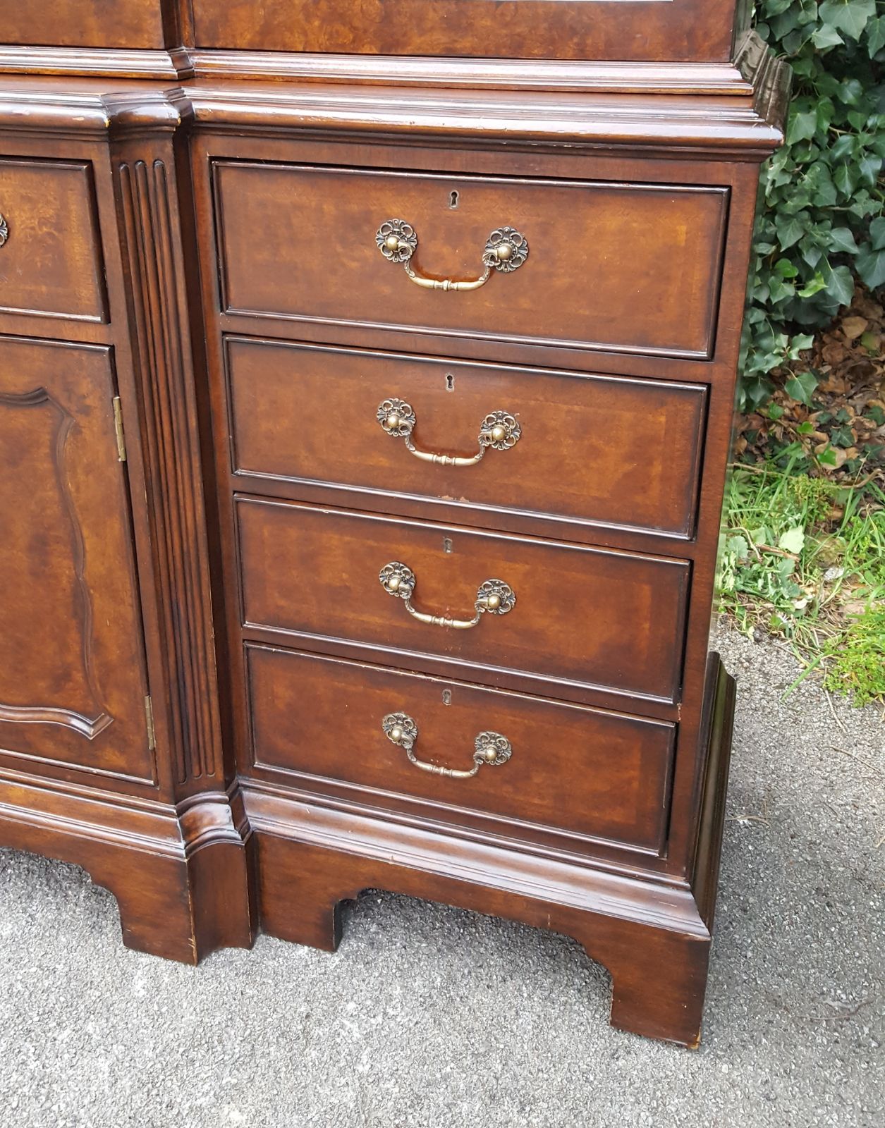 Brights Of Nettlebed Burr Walnut Secretaire Breakfront Library Bookcase photo buy