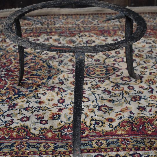 photo buy Antique Indian Kashmir Hand Engraved Scalloped Brass Wrought Iron Side Tea Table