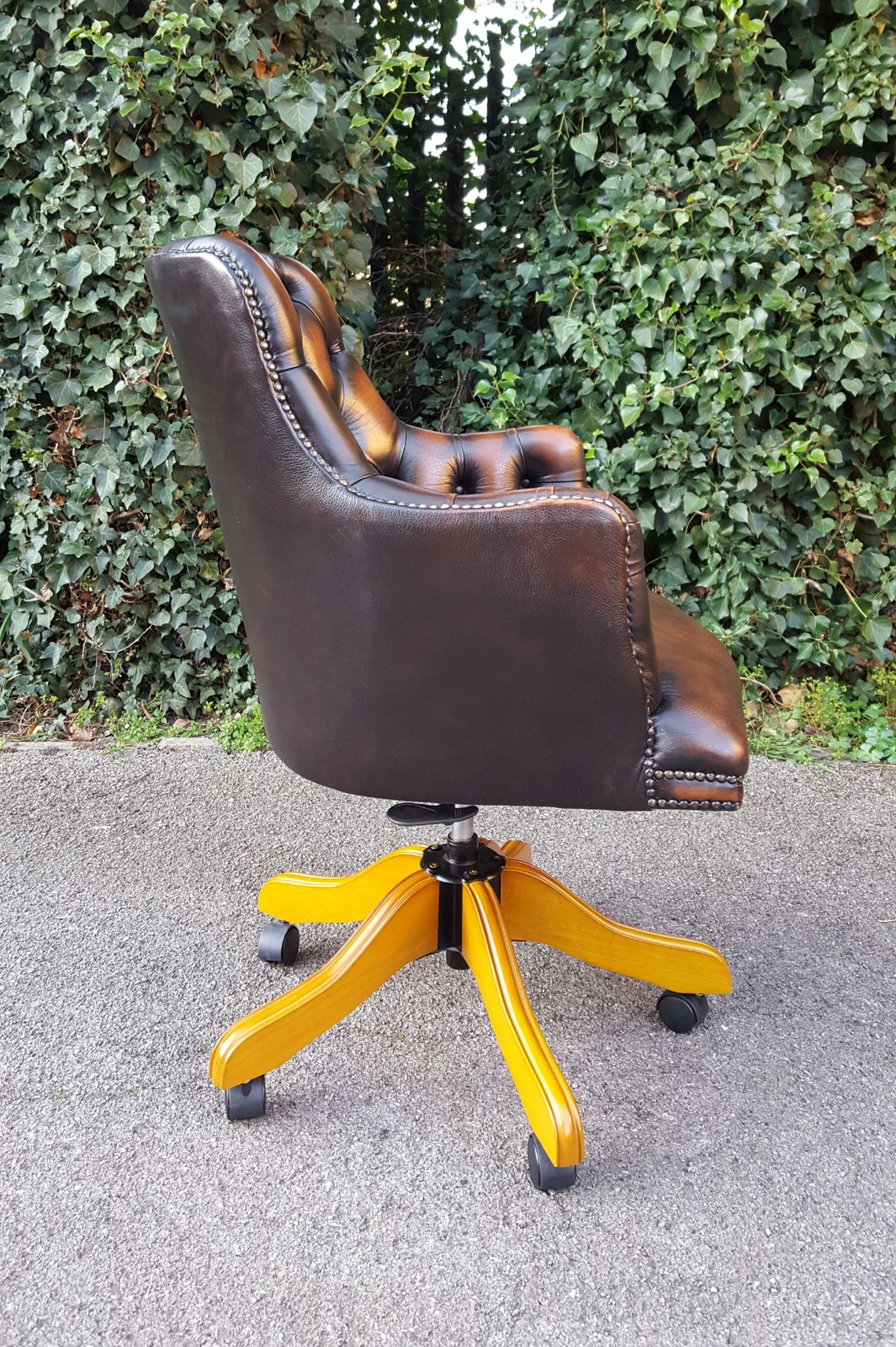 photo for sale Antique Style Brown Leather Swivel Desk Chair