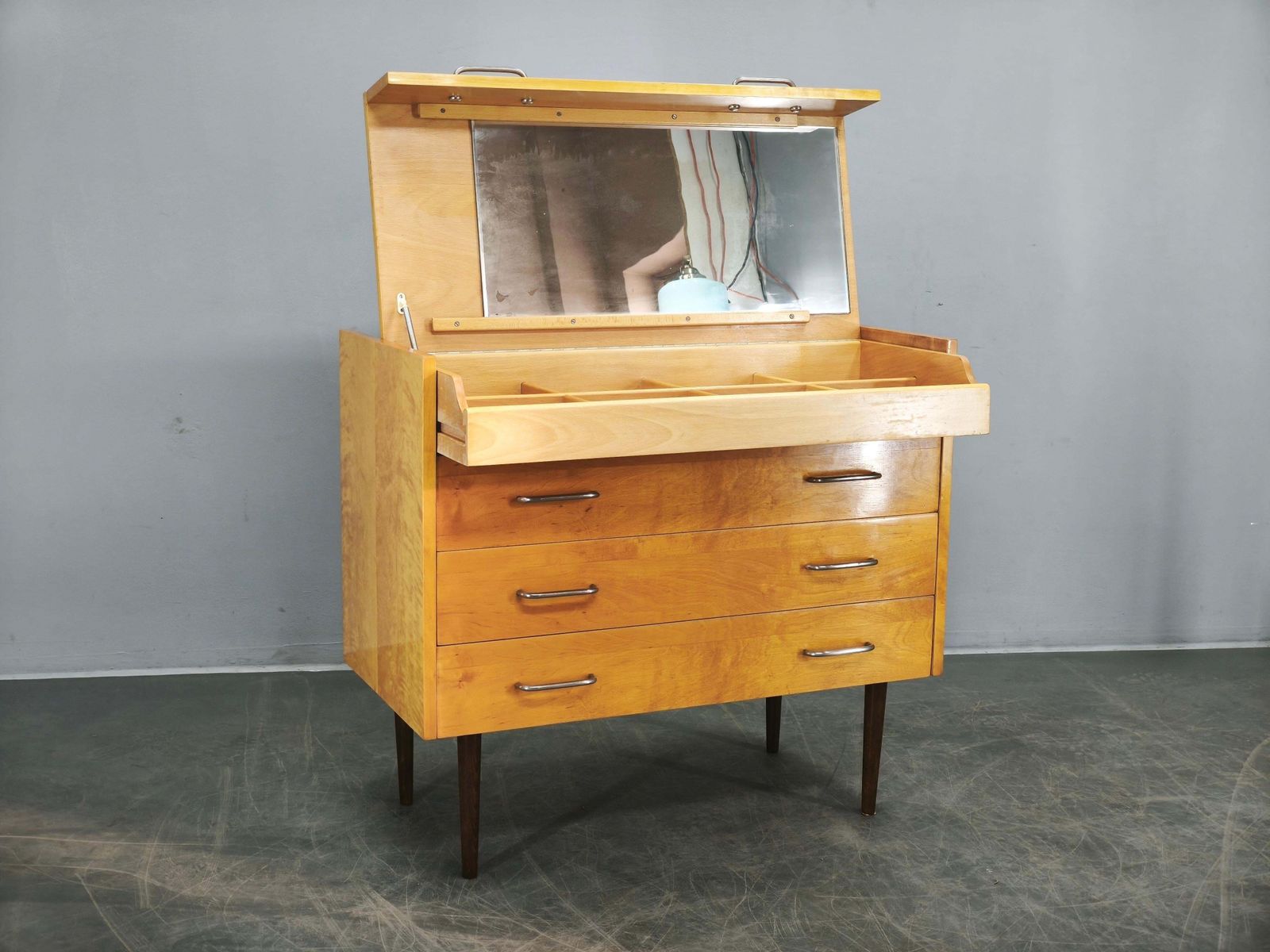 1970s Up Zavody Czech Mid Century Vanity Chest With Mirror photo furniture