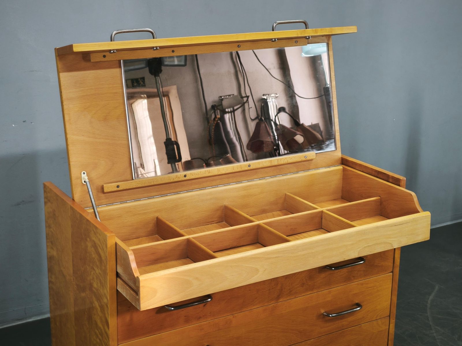 1970s Up Zavody Czech Mid Century Vanity Chest With Mirror photo vinterior