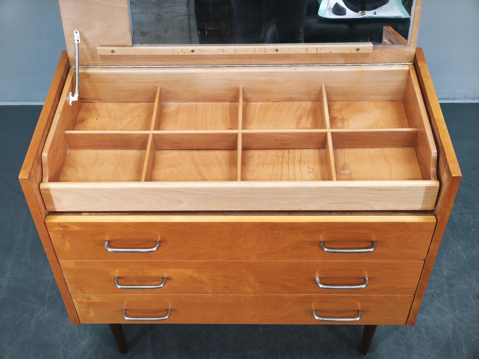 1970s Up Zavody Czech Mid Century Vanity Chest With Mirror photo vintage
