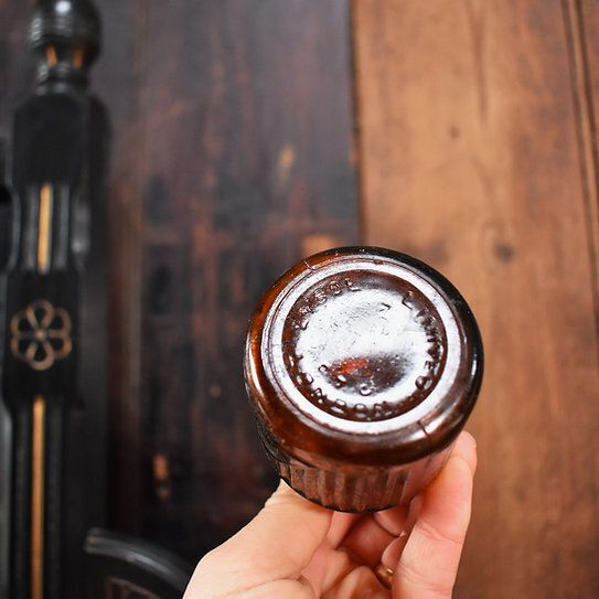photo furniture Antique Victorian Apothecary Not To Be Taken Poison Brown Glass Bottle Set Of 4