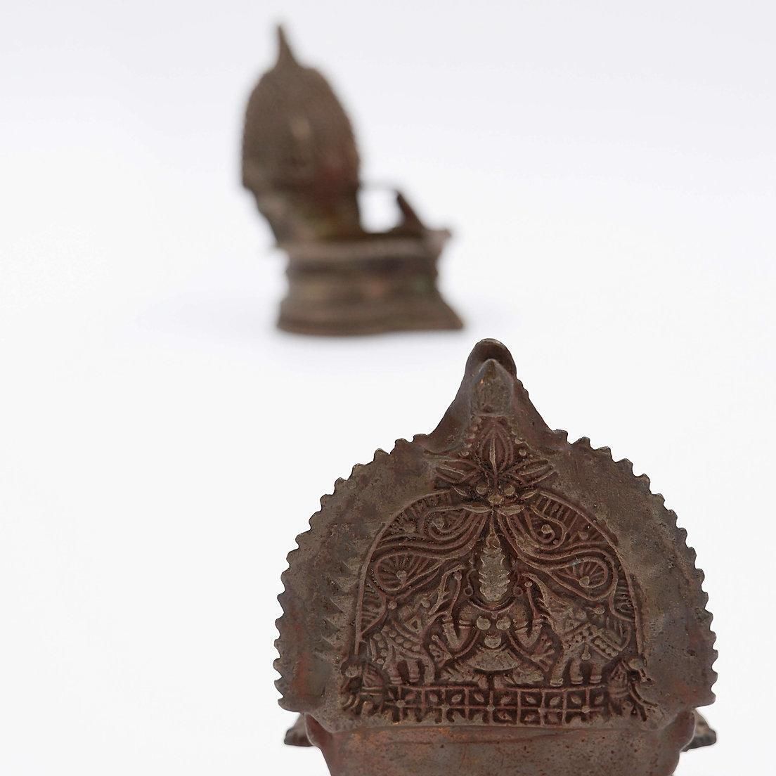 Lakshmi Antique Bronze Oil Lamps, Hindu Art, India, 20th Century photo vinterior