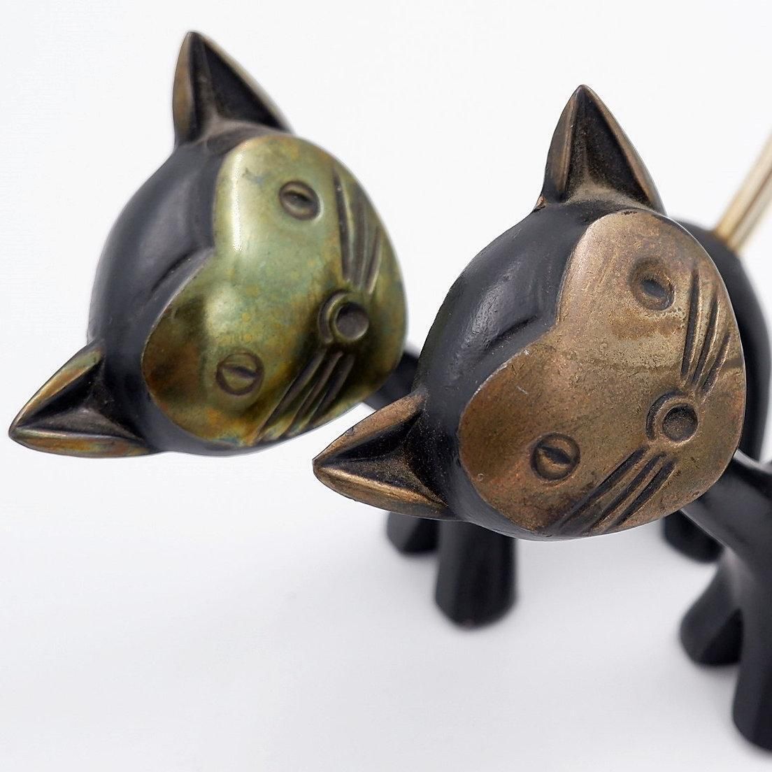 Pair Of Walter Bosse (Attr.) Cats Figurines For Hertha Baller Austria   1950s photo vintage