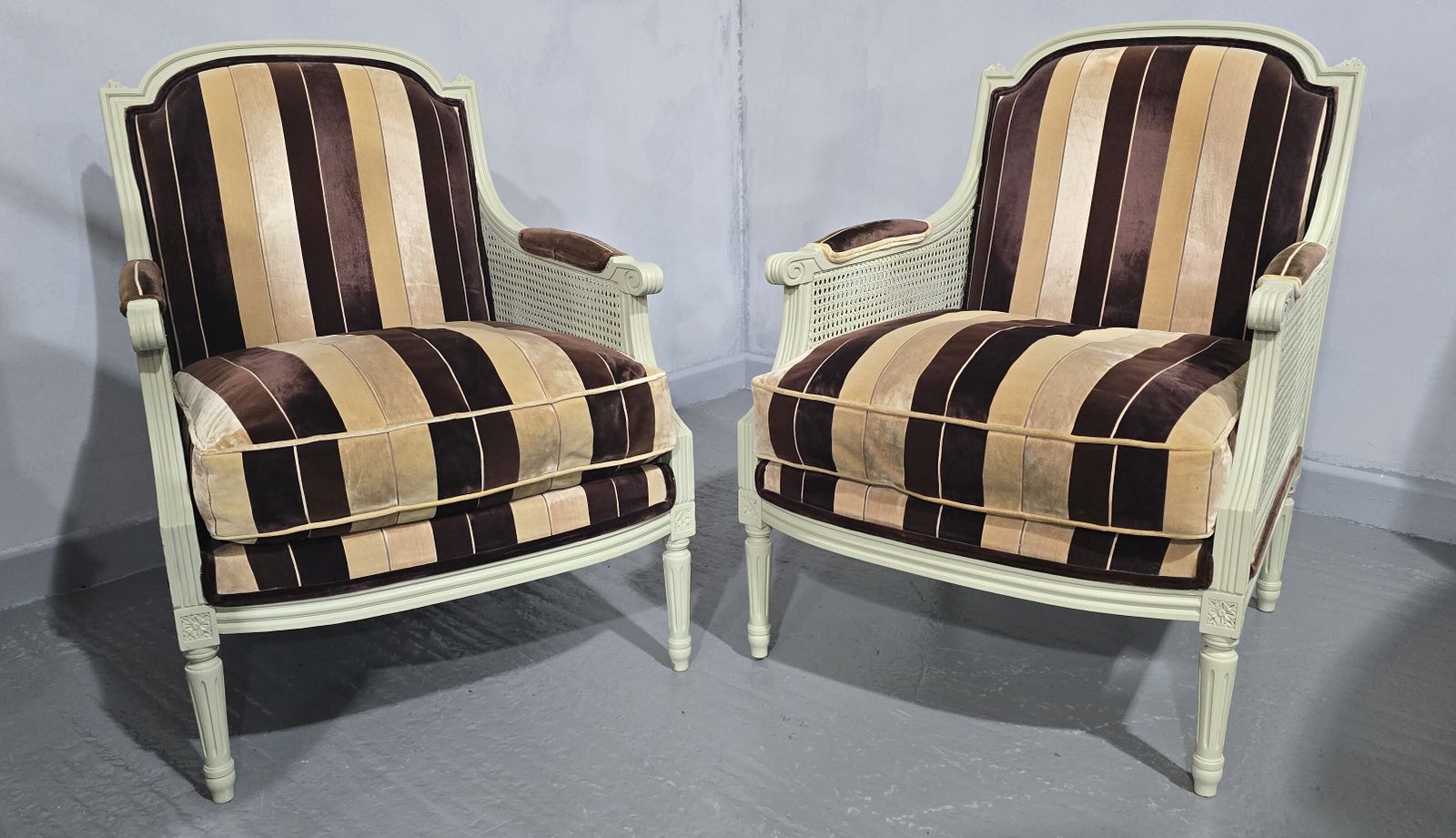 Furniture Super Pair French Bergere Armchairs photo