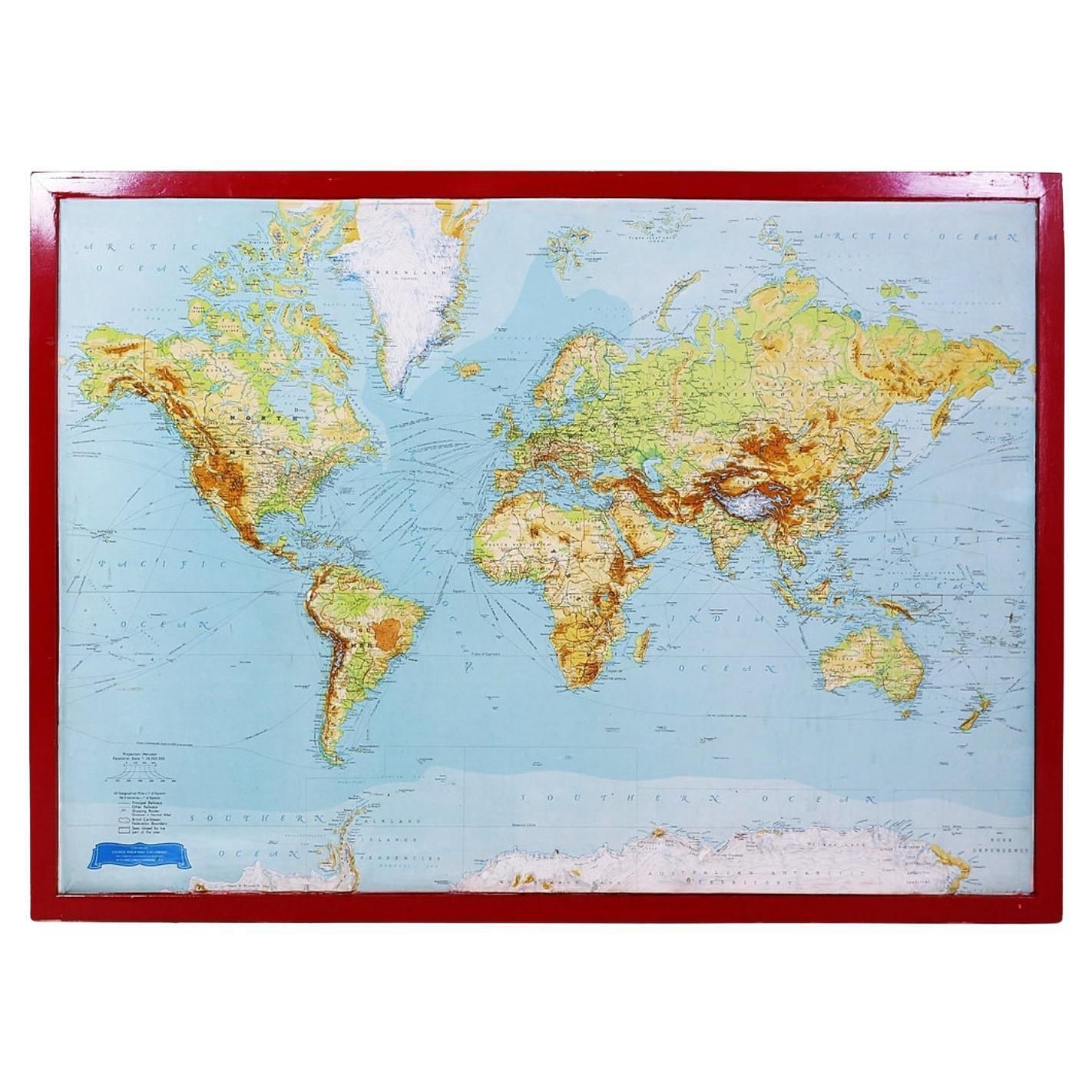 George Philip's Large Relief Map Of The World 150x110cm