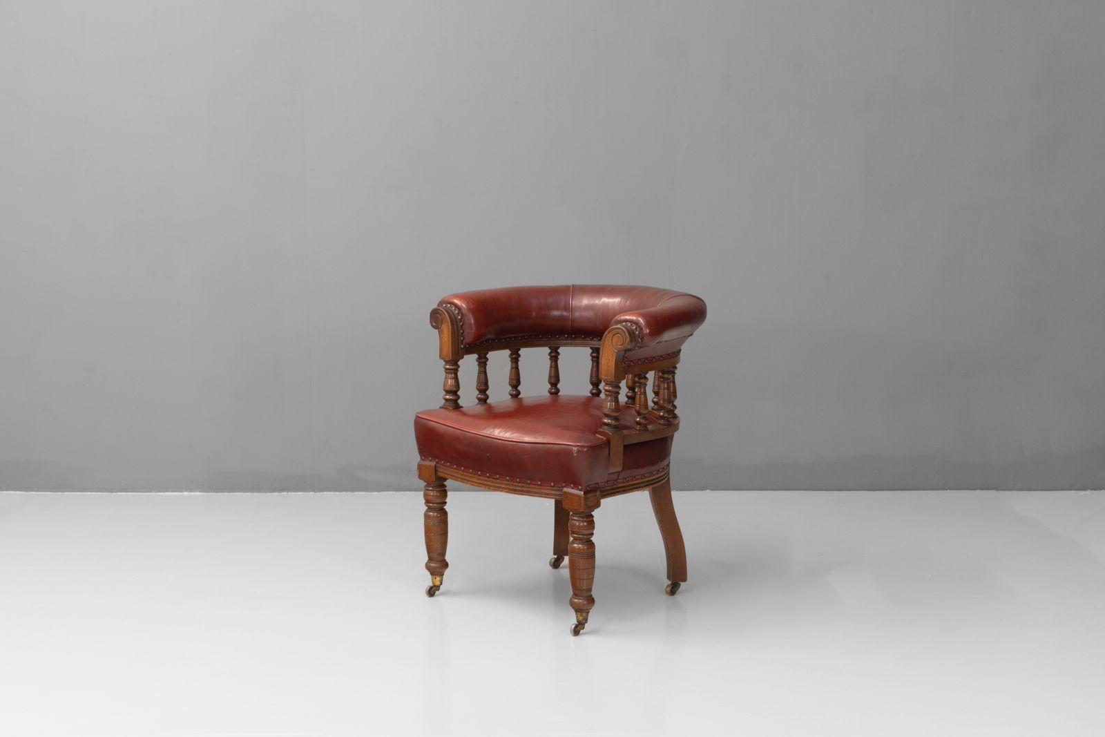 Leather Desk Chair, 1800s, Walnut