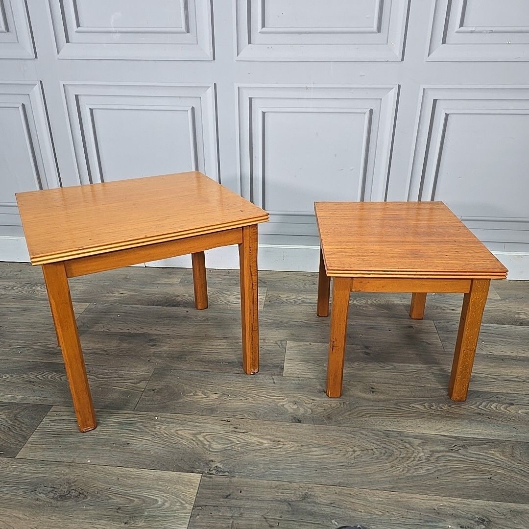 Retro Vintage Mid Century Style Nest Of 2 Tables Side Coffee Nesting Table photo vinterior