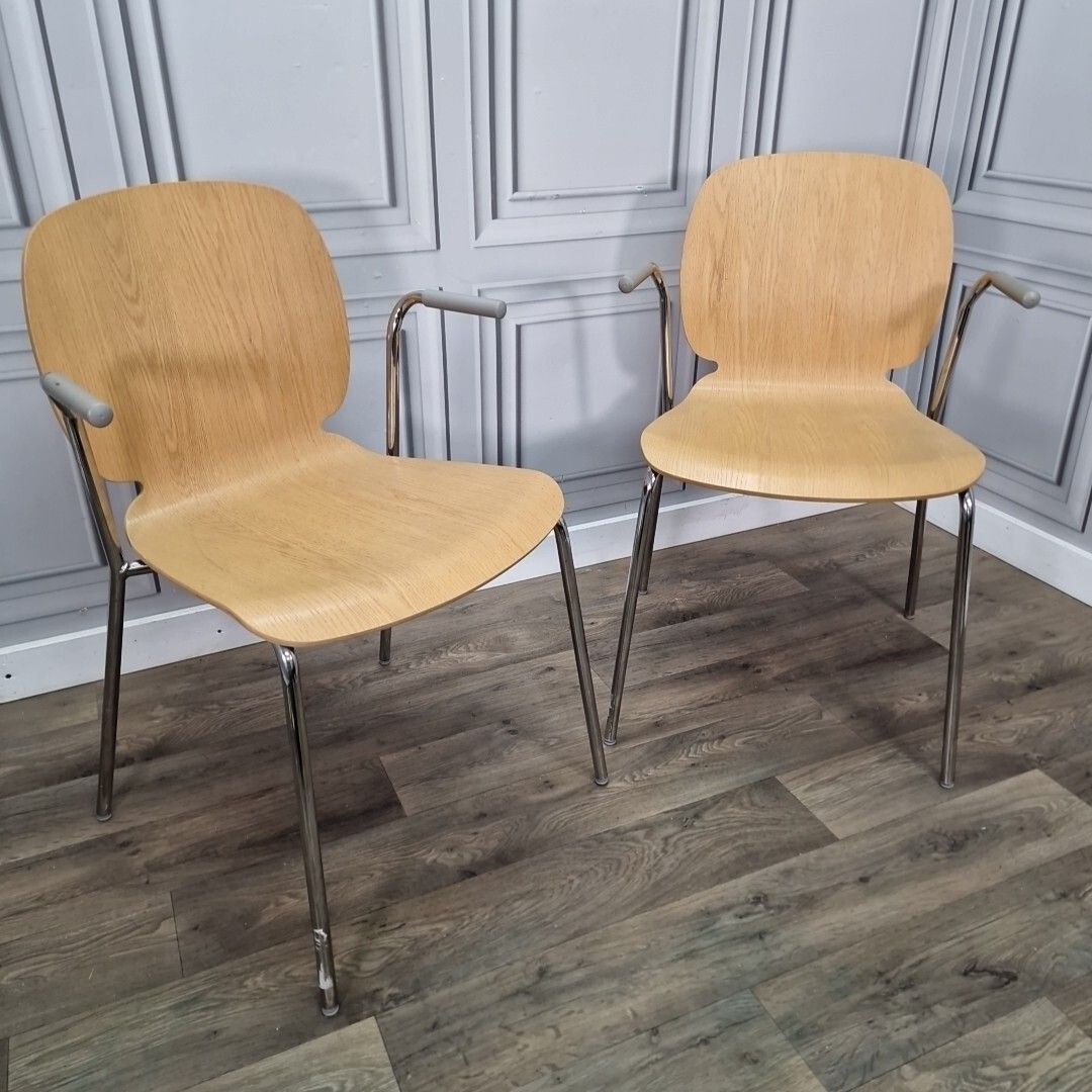 Retro Pair X2 Ikea Dietmar Chrome Mid Century Style Arm Office Desk Chairs Seat photo furniture