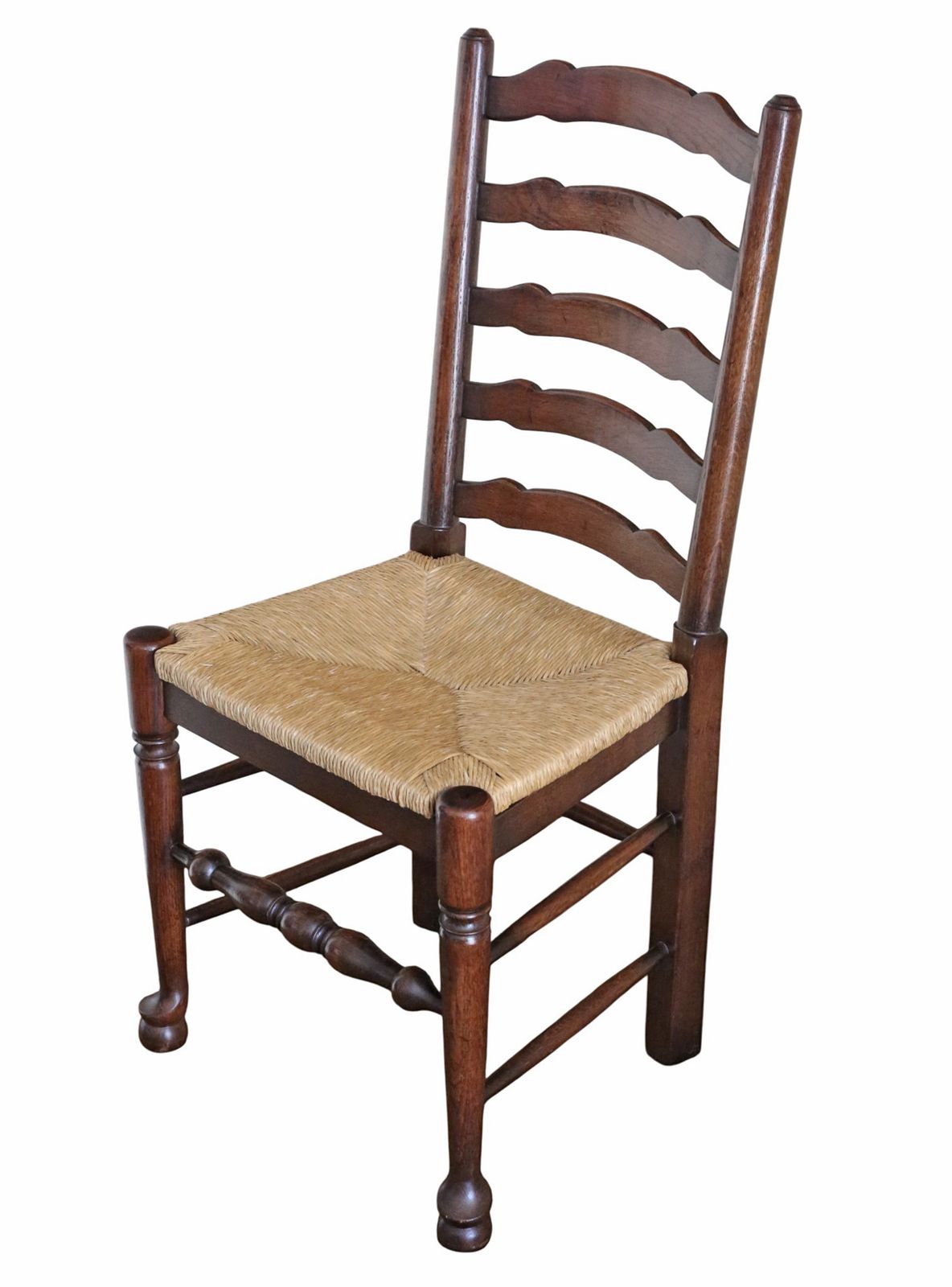 Vintage Retro Set Of 8 (6 + 2) Ladder Back Dining Chairs With Wicker Seats photo furniture