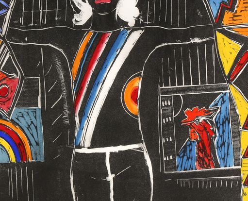 Michael Rothenstein 1908   1993 Signed Coloured Woodcut 'Japanese Kites' 65/75 photo furniture
