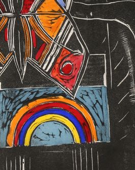 Michael Rothenstein 1908   1993 Signed Coloured Woodcut 'Japanese Kites' 65/75 photo Art