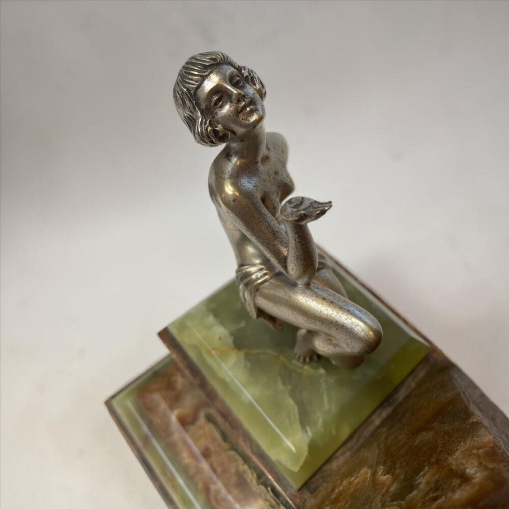 Art Deco French Clock With Its Pair Of Matching Garnitures photo for sale