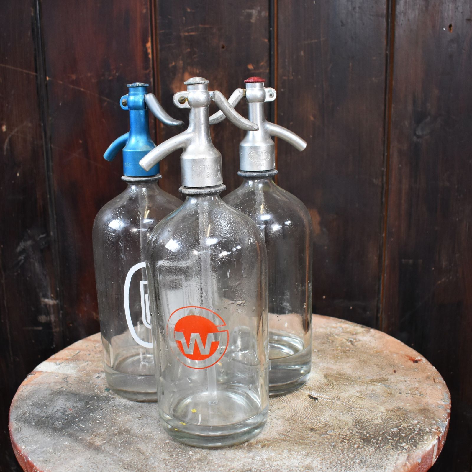 photo furniture Antique 1927  1971 Ledermaier Brixlegg Six Soda Syphon Original Crate Austrian