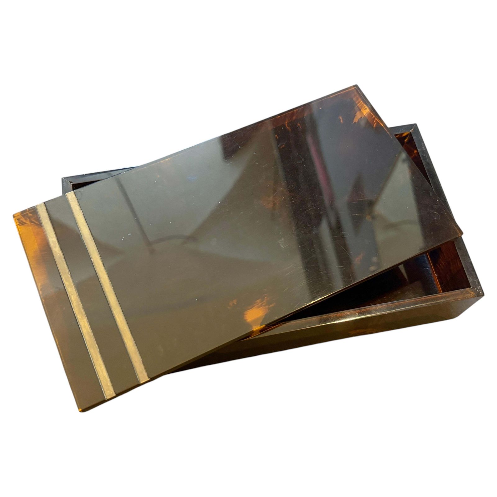 1970s Mid Century Modern Faux Tortoiseshell Lucite Luxury Box Dior Home Style photo for sale