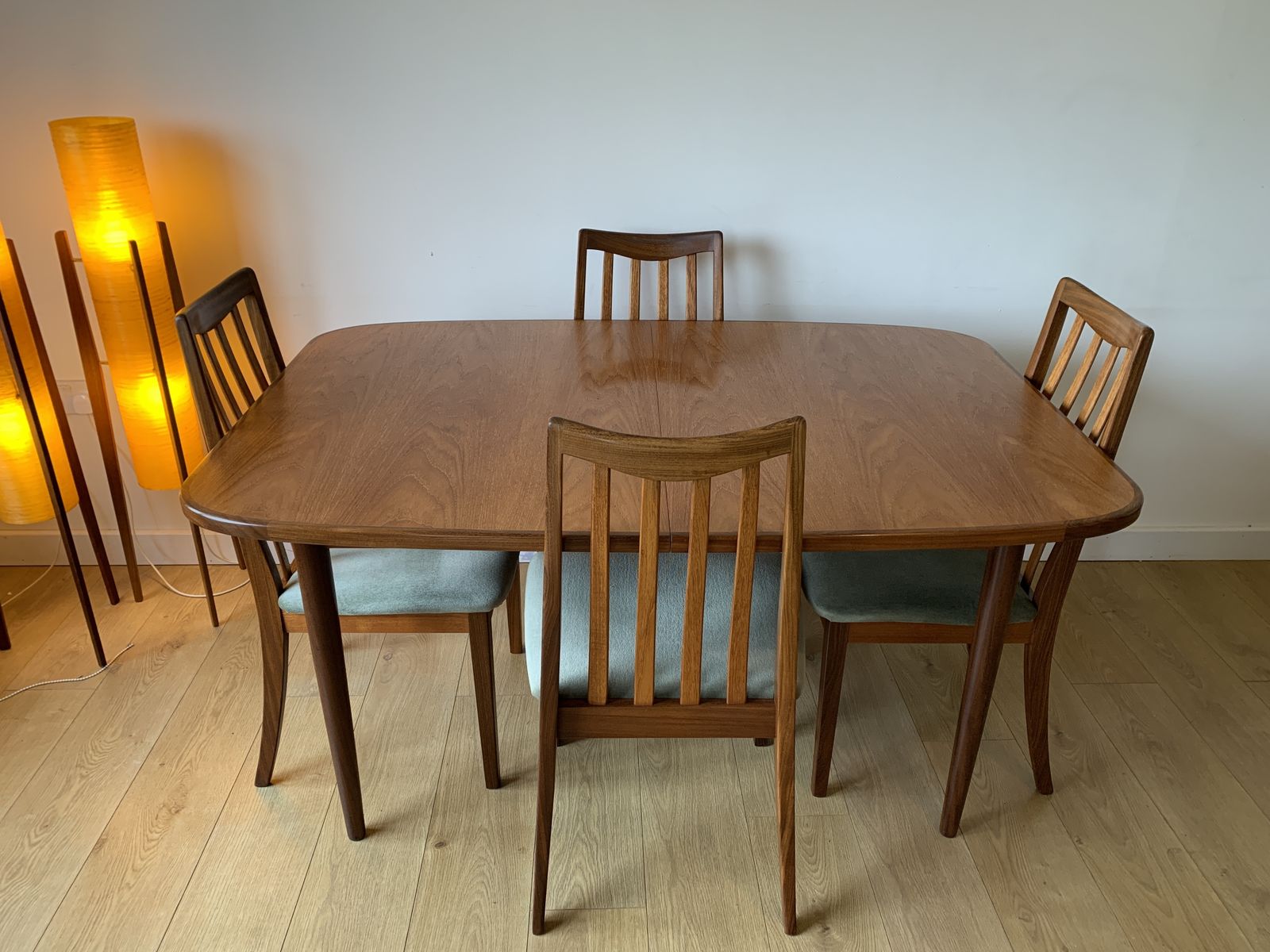 Restored G Plan Fresco Extending Table & 6 G Plan Lesley Dandy Designed Dining Chairs photo furniture