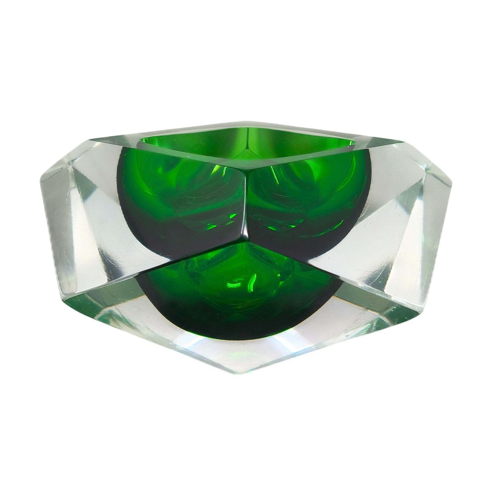 Cendrier ou vide-poche vert Seguso en verre de Murano, par Flavio Poli, années 1960