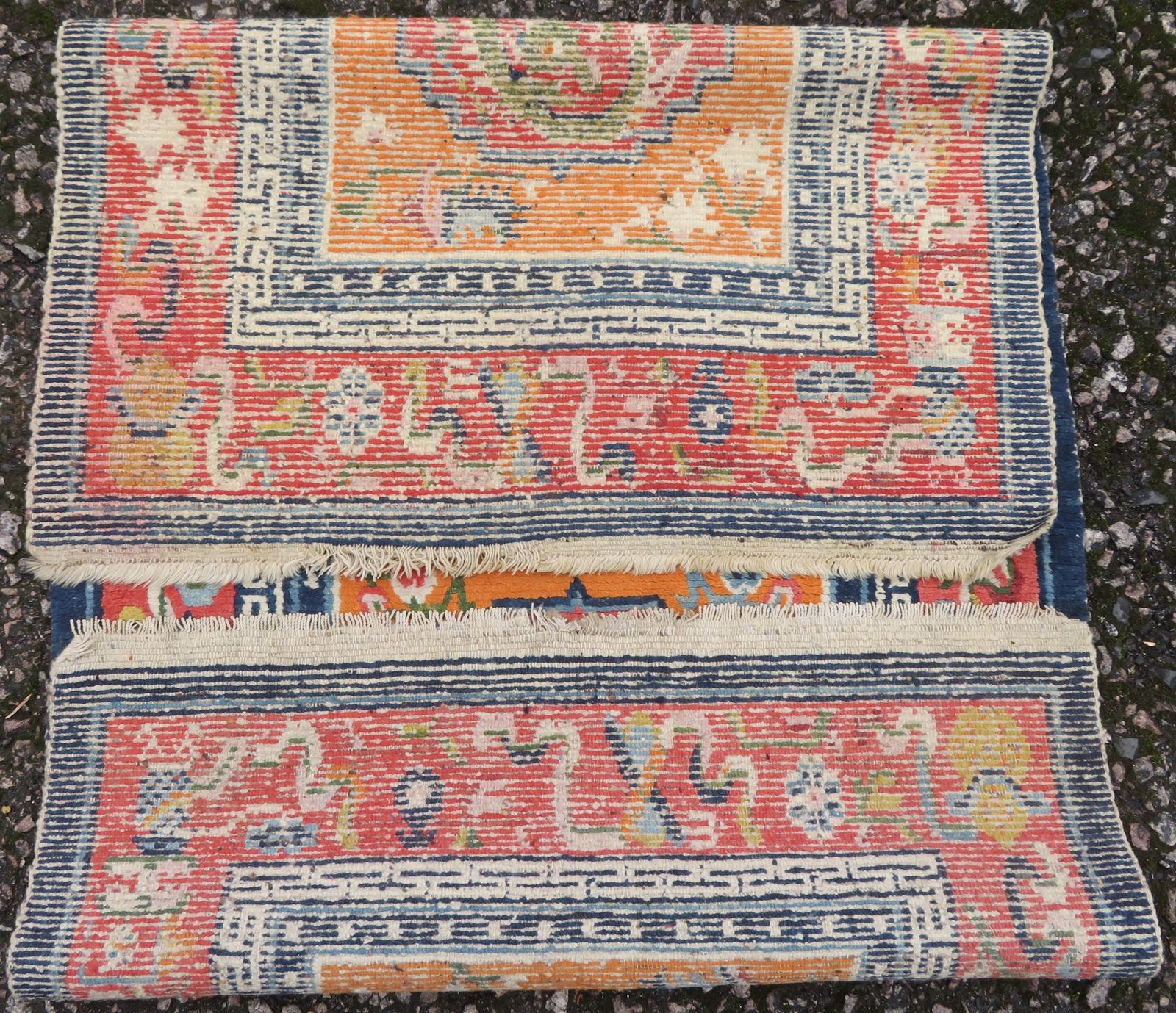 Textiles Antique Tibetan Rug. 137cm X 75cm. photo