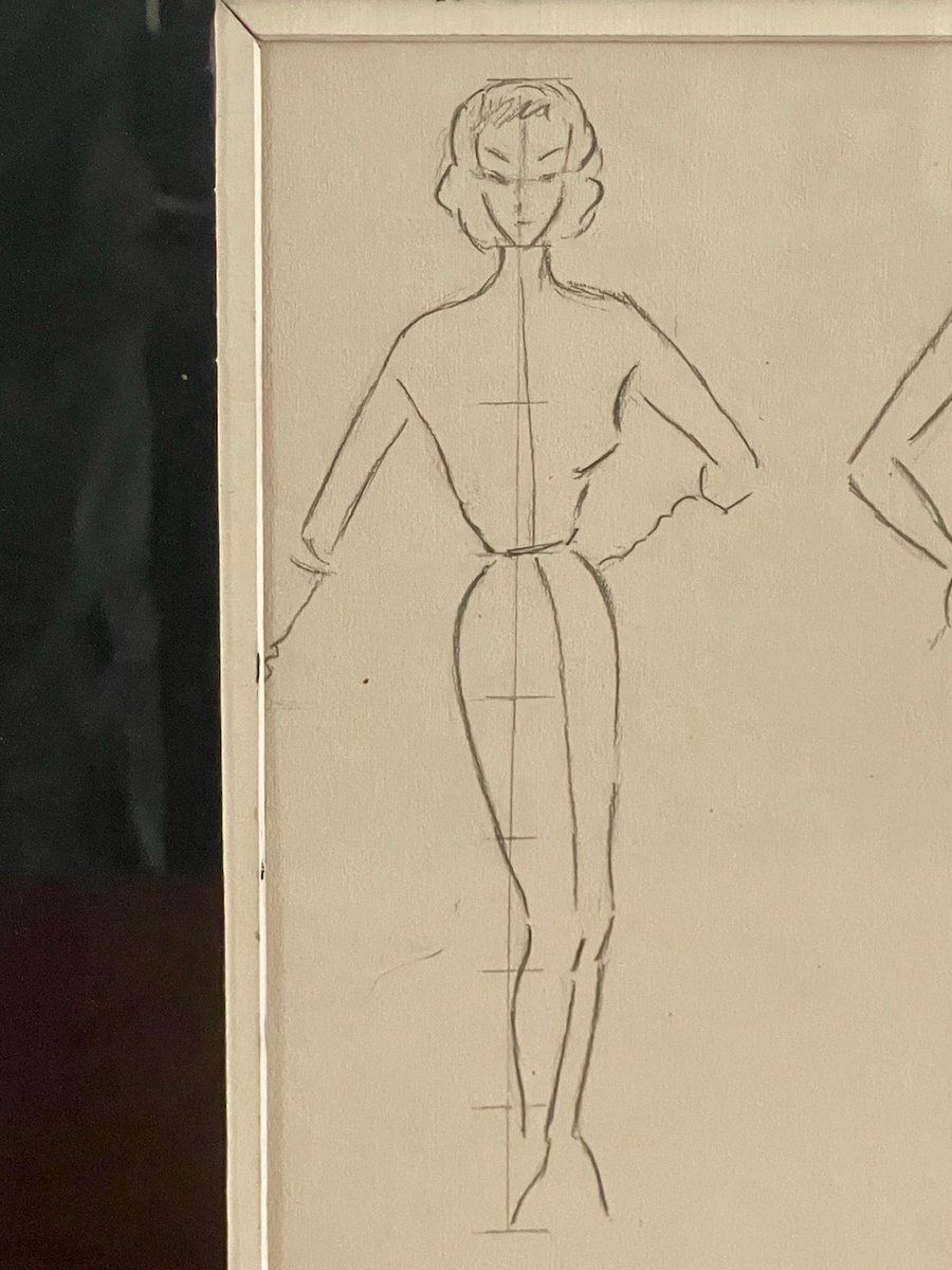 Berthe Duquaine, Sketches, 1951, Pencil On Paper, Framed photo for sale