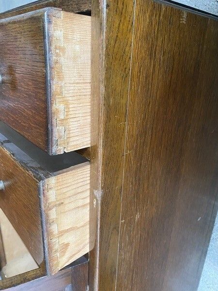 Character Vintage Wooden Housekeeper’s Hall Cupboard With Two Drawers photo Furniture