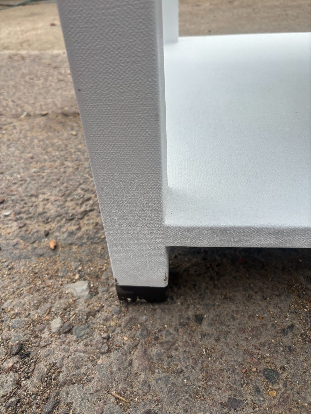 Made Goods Jarin Designer White Side Table With Faux Belgian Linen Finish photo Furniture