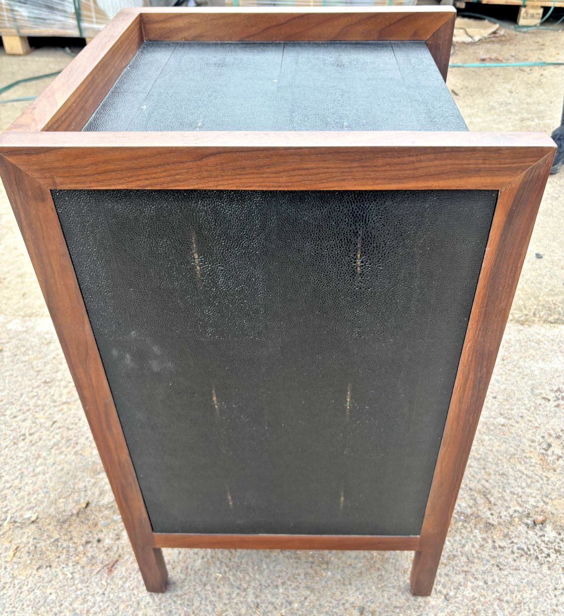 Made Goods Kennedy Single Nightstand Black Faux Shagreen & Walnut Veneer photo Furniture