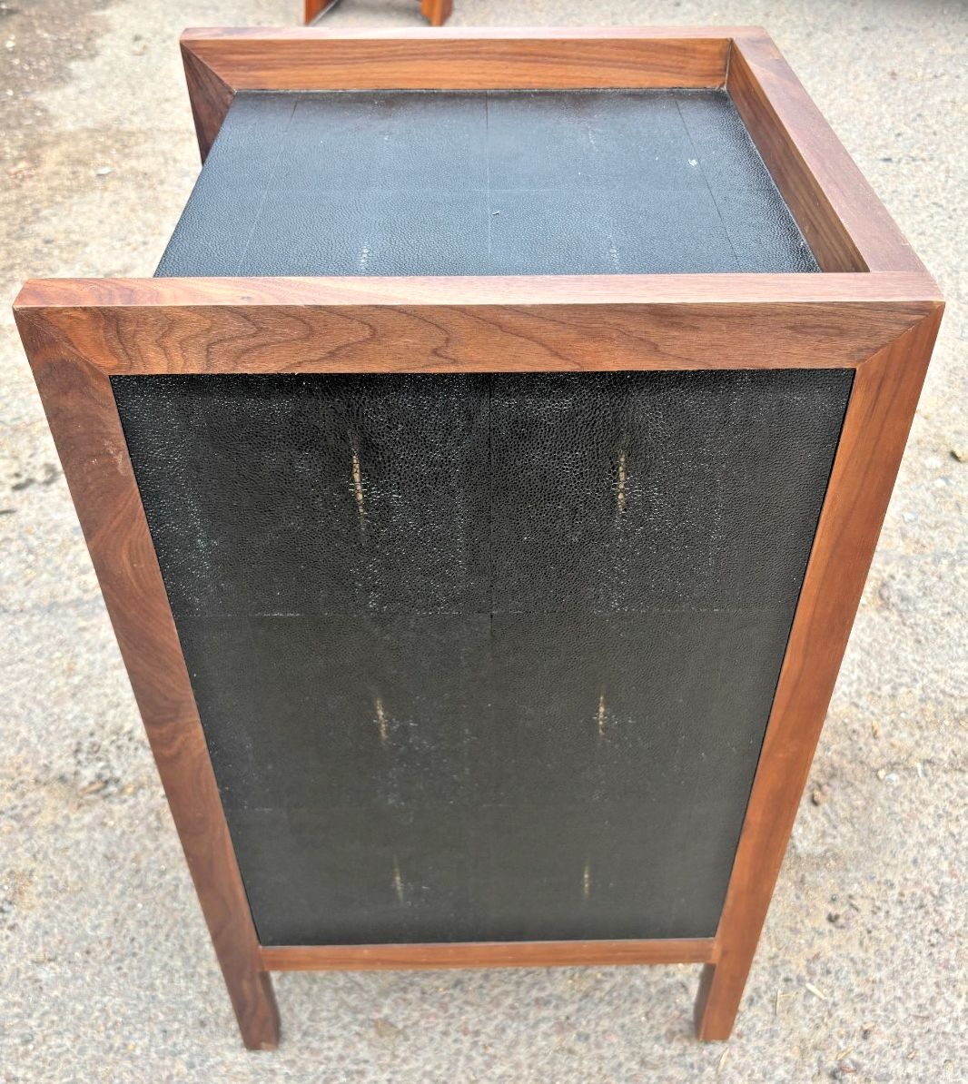Made Goods Kennedy Single Nightstand Black Faux Shagreen & Walnut Veneer photo vinterior