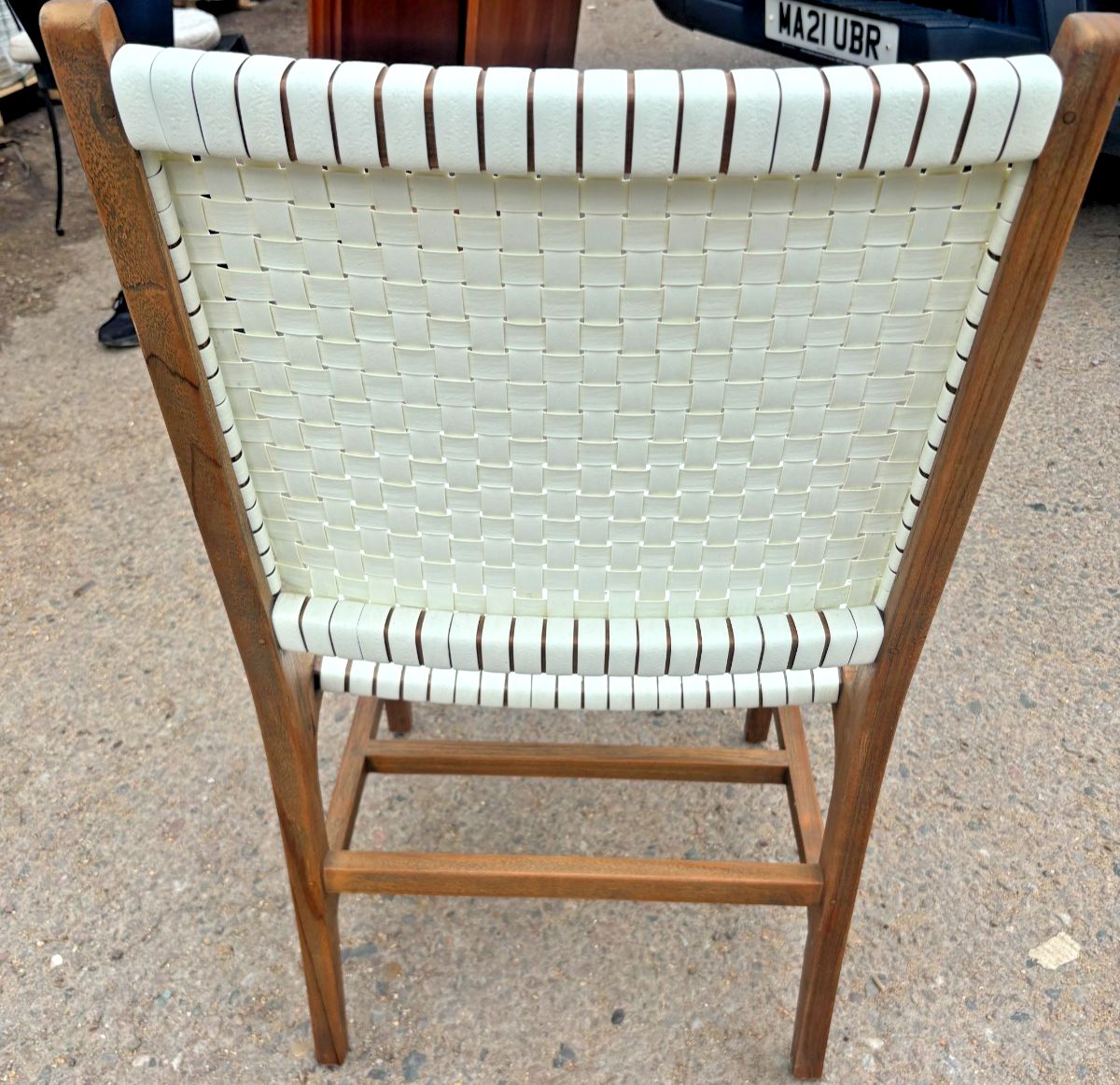 Made Goods Rawley Faux Flat White Rattan/ Teak Side Chair Ex Display photo 145.0