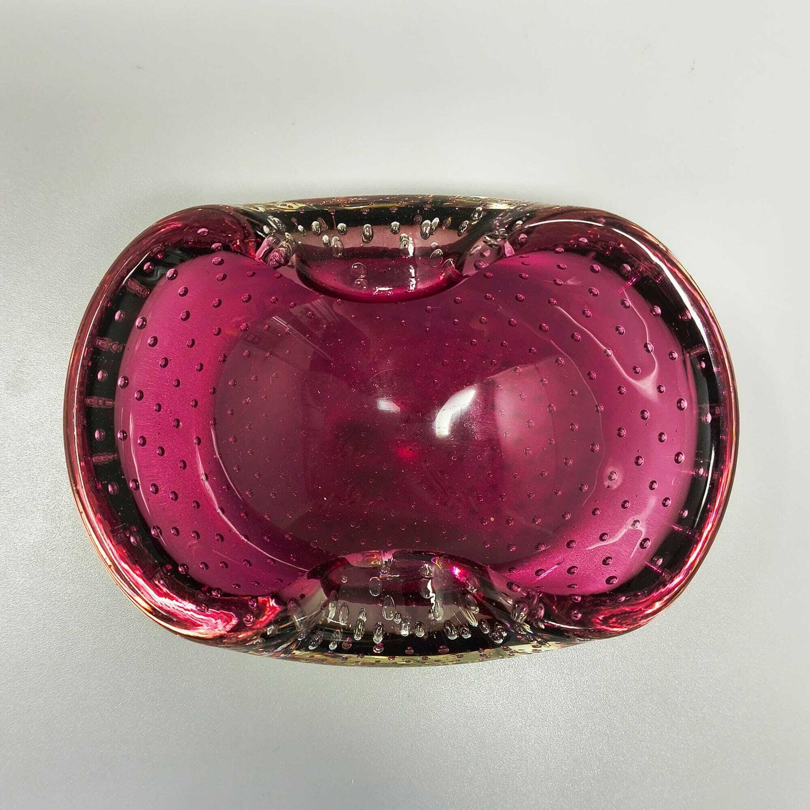 Mid-century roze asbak of schaaltje in Bullicante Murano-glas door Flavio Poli, ca. jaren 1960 photo vinterior