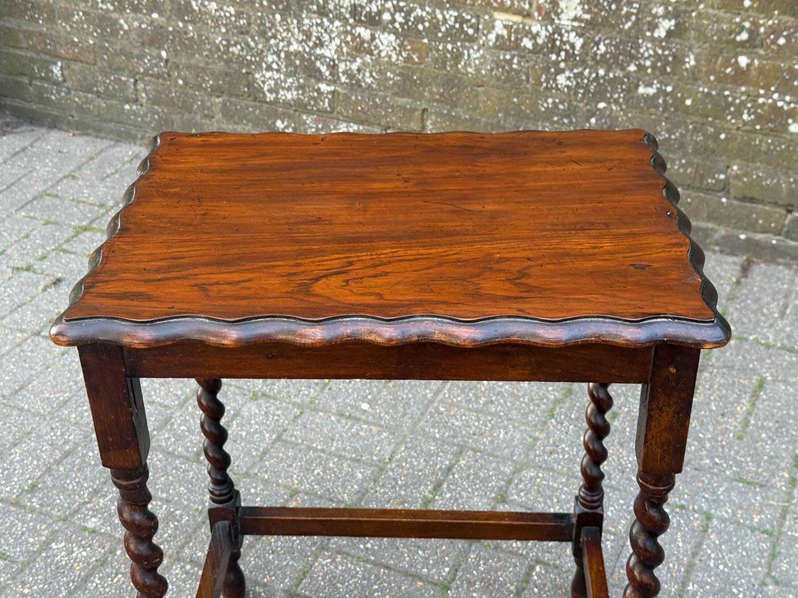 Furniture Vintage Oak Barley Twist Side Table 1930s Jacobean Revival Occasional photo