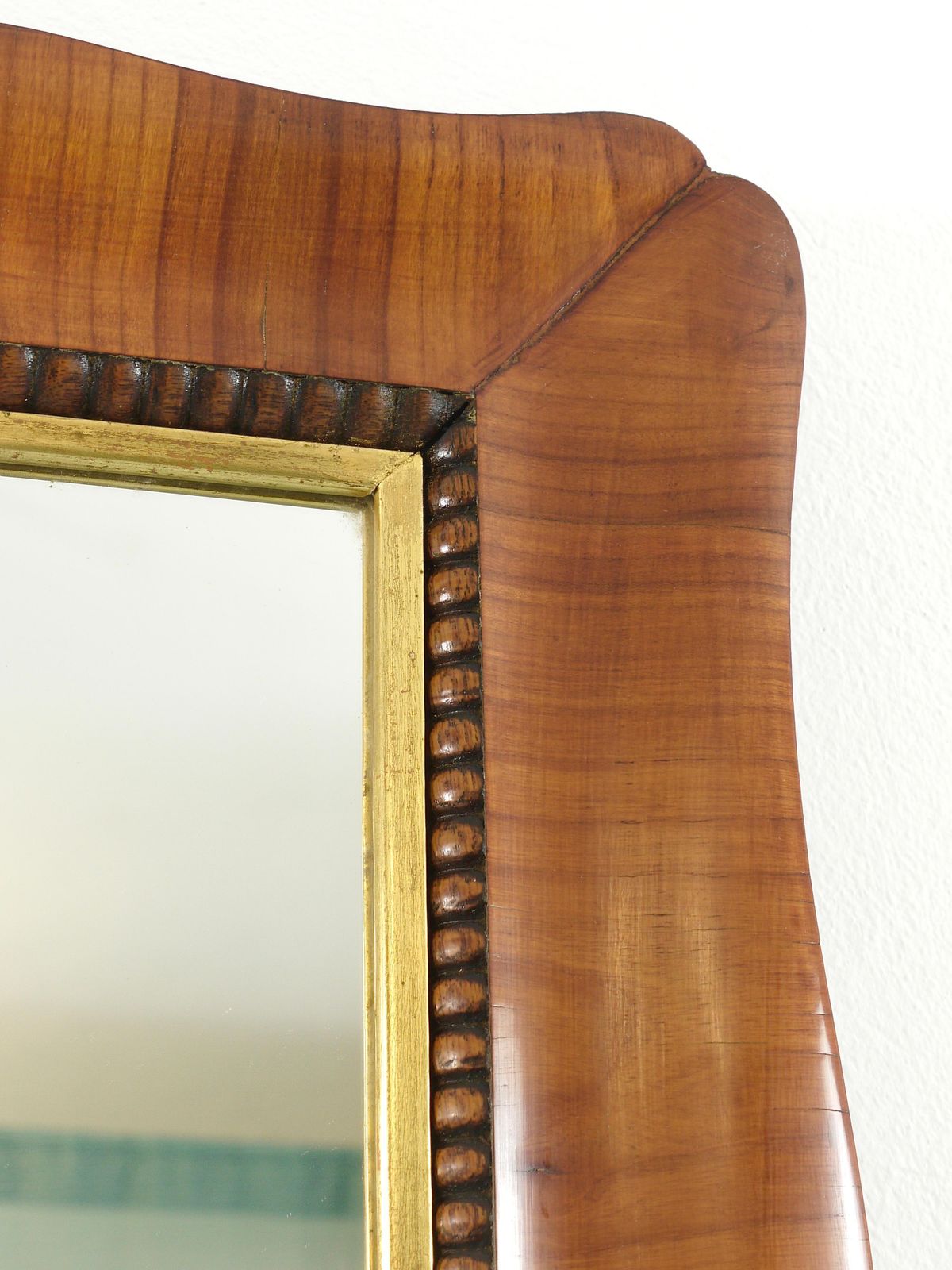 Square Biedermeier Carved Scalloped Cherry Gilt Wood Wall Mirror, Vienna, 1850s photo Home Decor