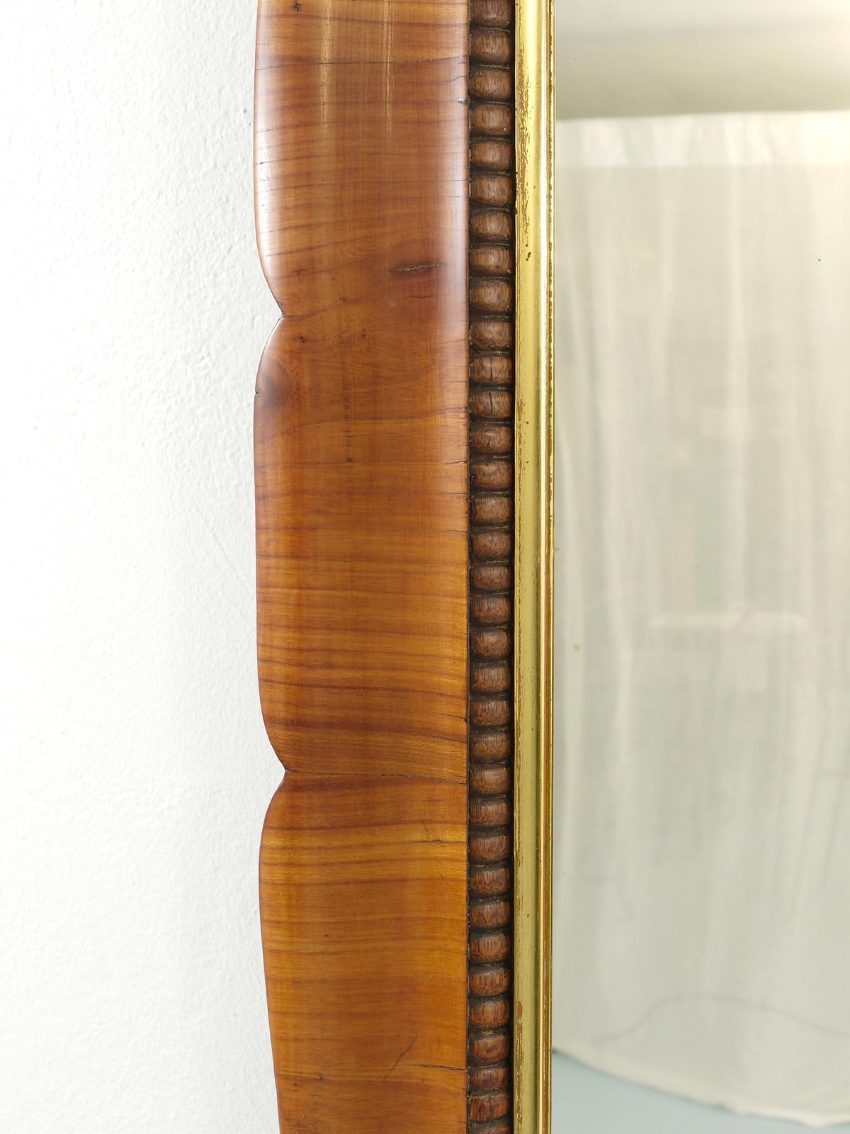 photo for sale Square Biedermeier Carved Scalloped Cherry Gilt Wood Wall Mirror, Vienna, 1850s
