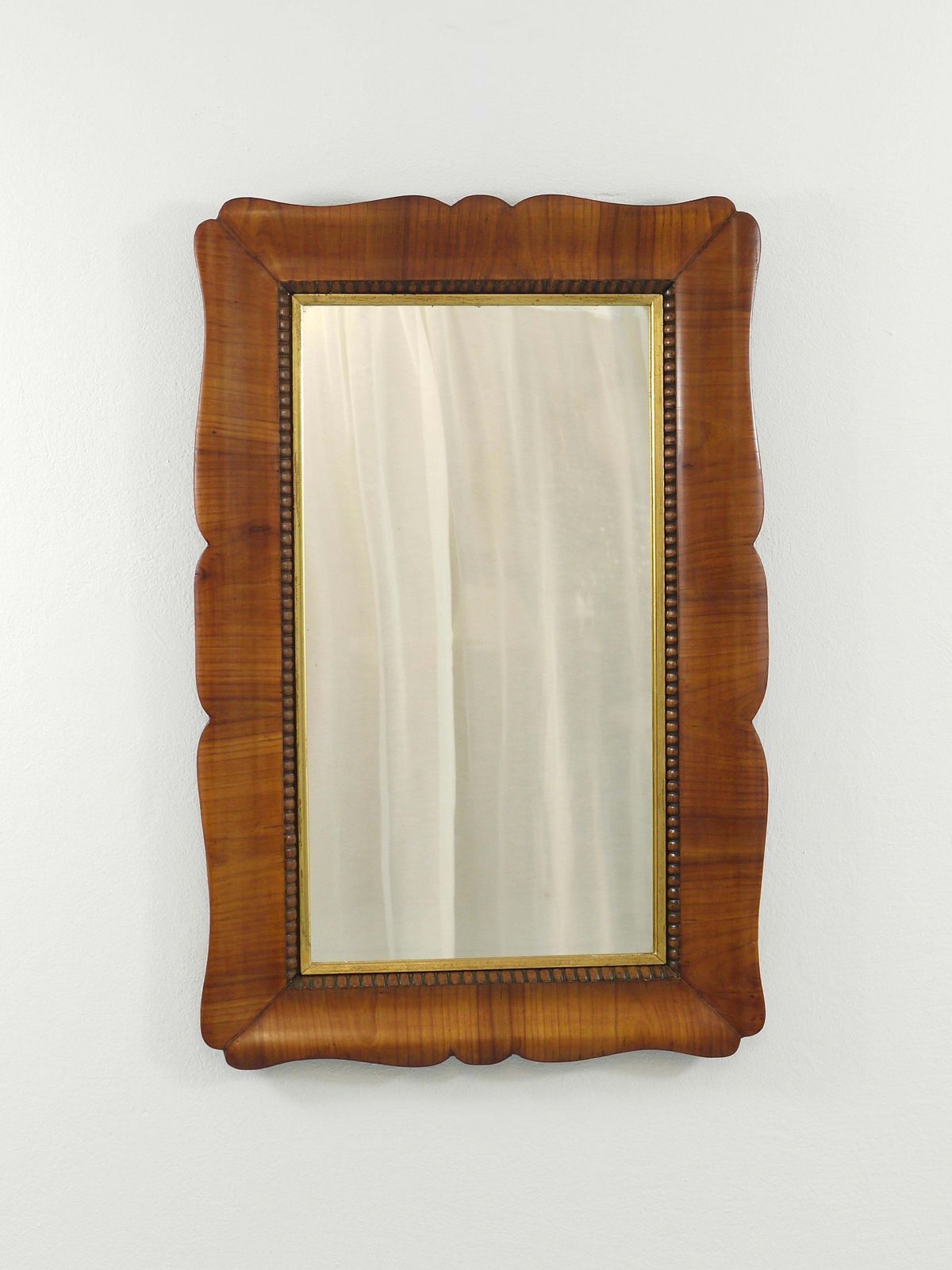 photo vintage Square Biedermeier Carved Scalloped Cherry Gilt Wood Wall Mirror, Vienna, 1850s