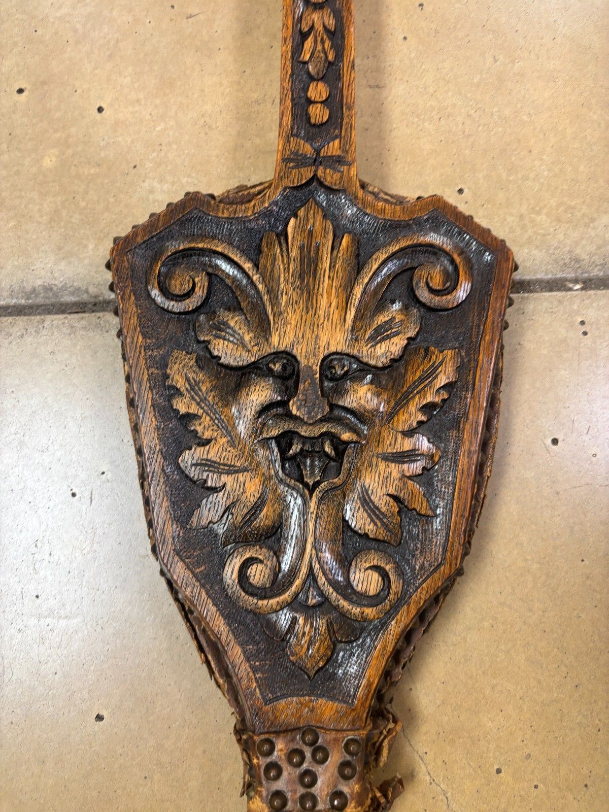 Antique Arts & Crafts Style Wood & Leather Fire Bellows As Found photo 125.0