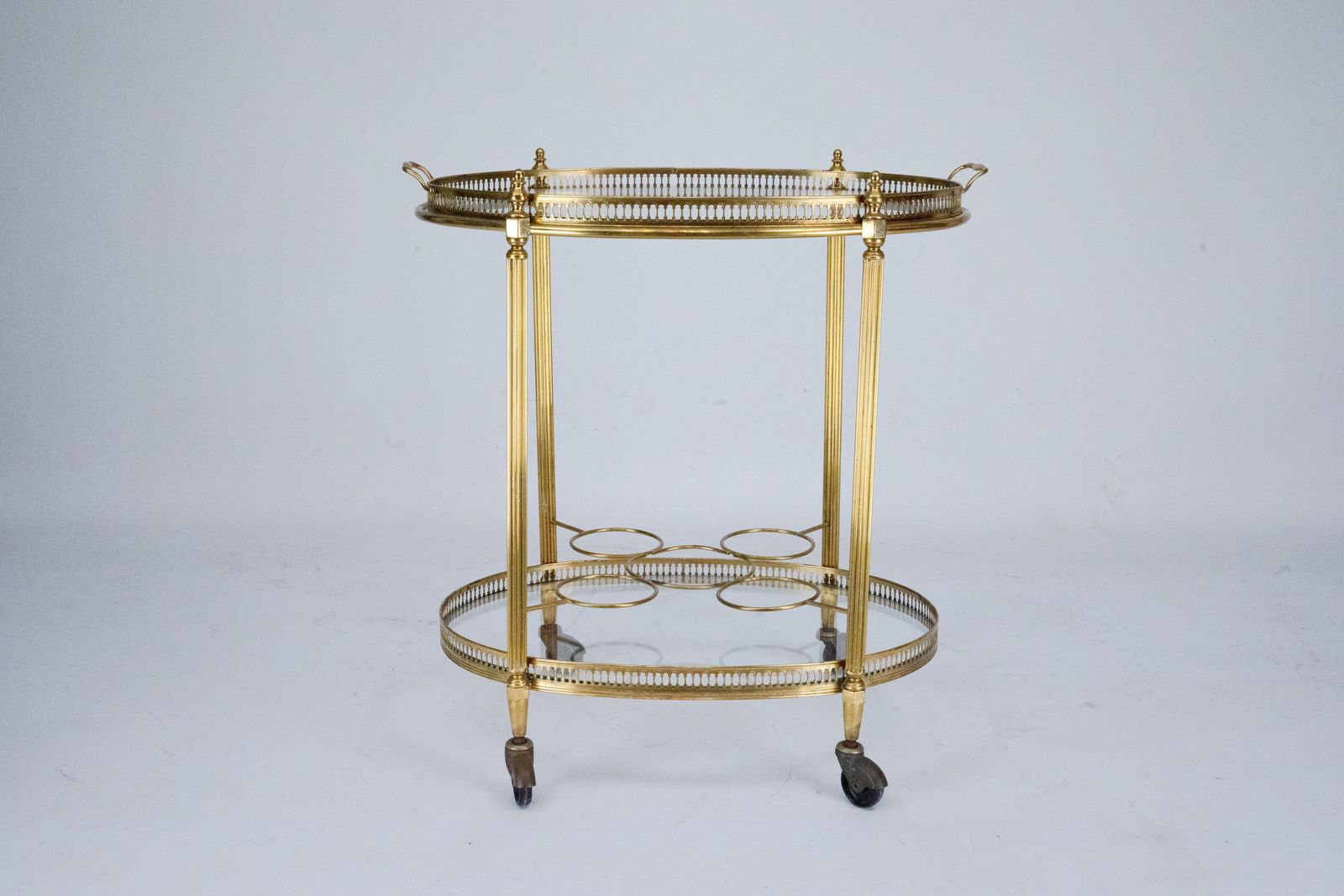 Small Mid Century Italian Brass Bar Cart With Removable Tray, 1950s photo furniture
