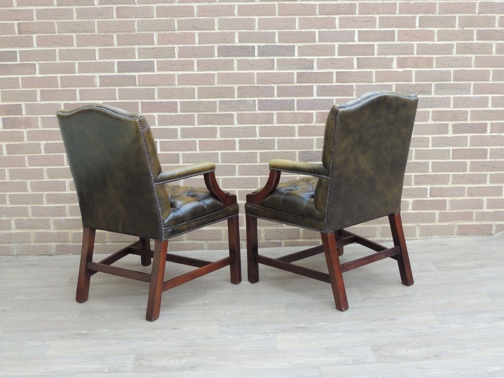 Pair Of Vintage English Chesterfield Gainsborough Chairs photo buy