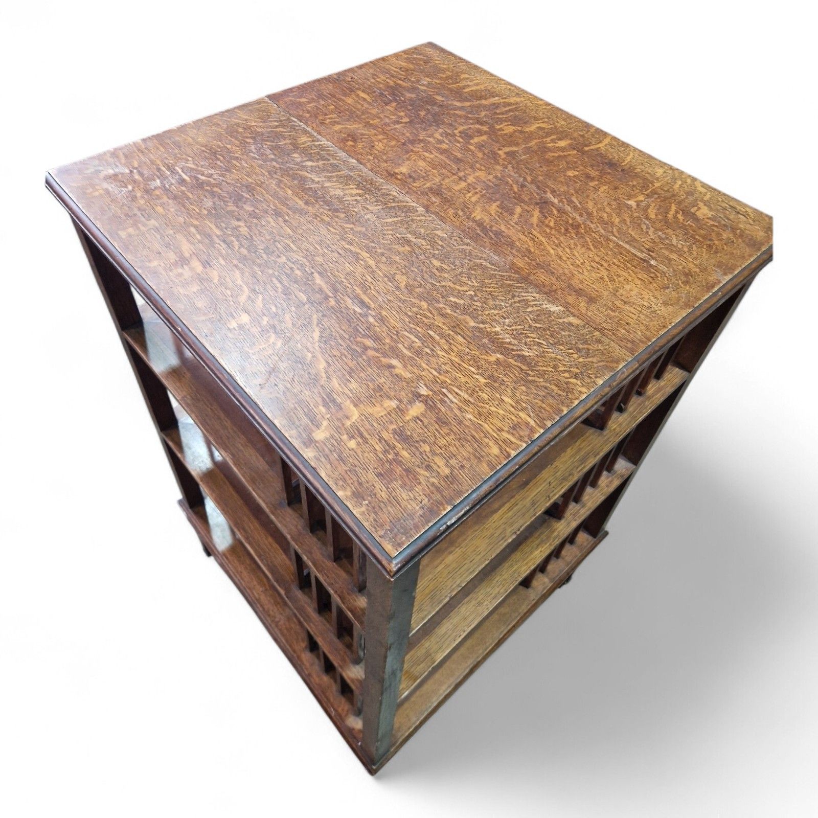 photo vinterior Antique Victorian Oak Revolving Bookcase Large Rotating Library Stand Display