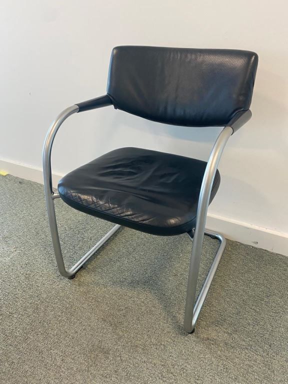 Used Vitra Vis A Vis Black Leather Meeting Chair (Full Leather) photo for sale