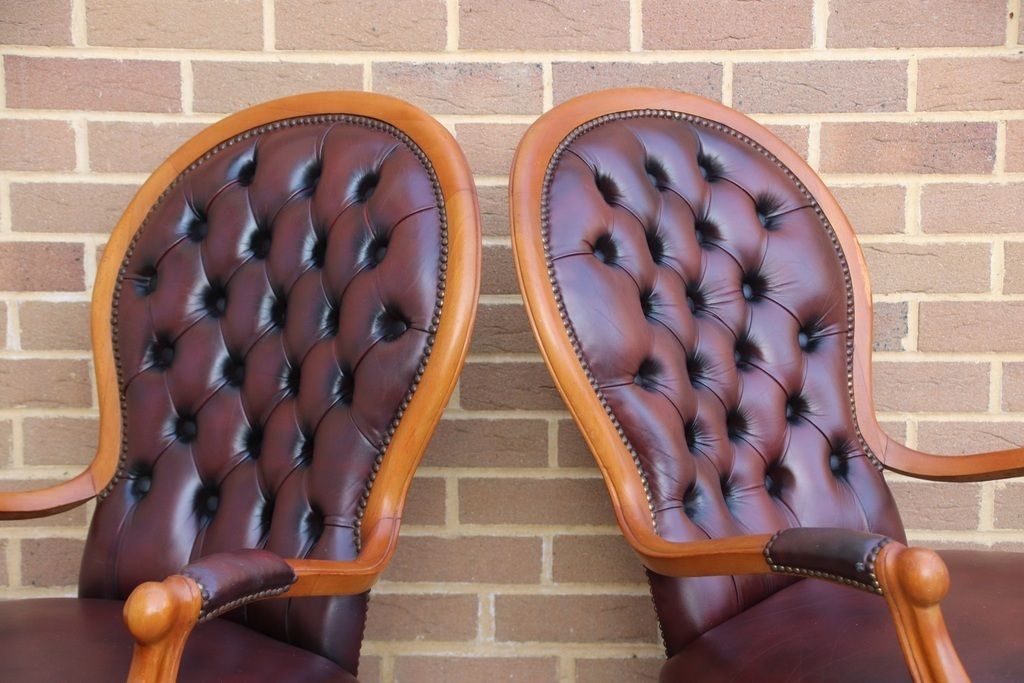 photo for sale Pair Of Chesterfield Vintage Parlour Armchairs