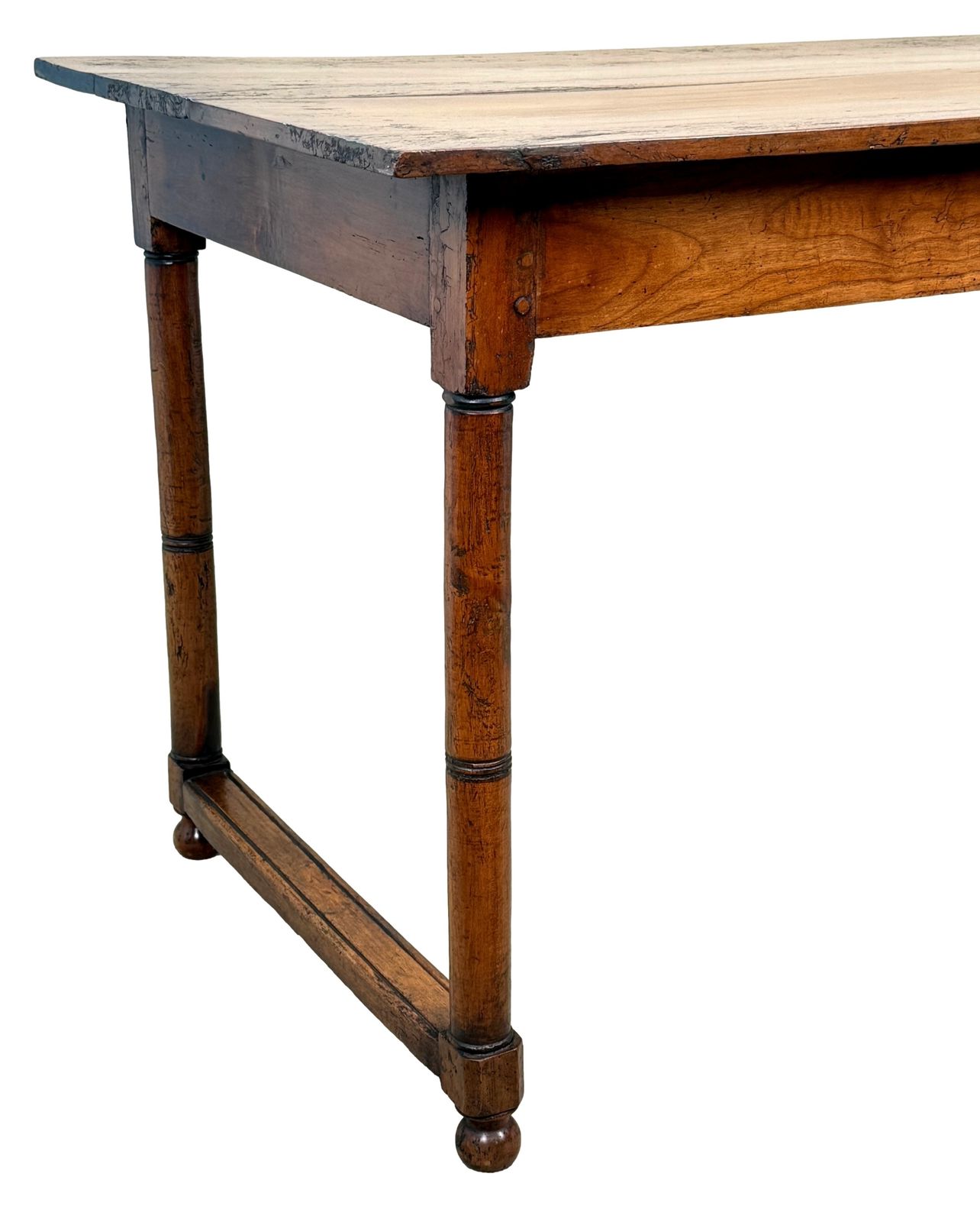 Table de ferme provinciale française en bois fruitier, de petite taille, XIXe siècle (France, vers 1850) photo vinterior