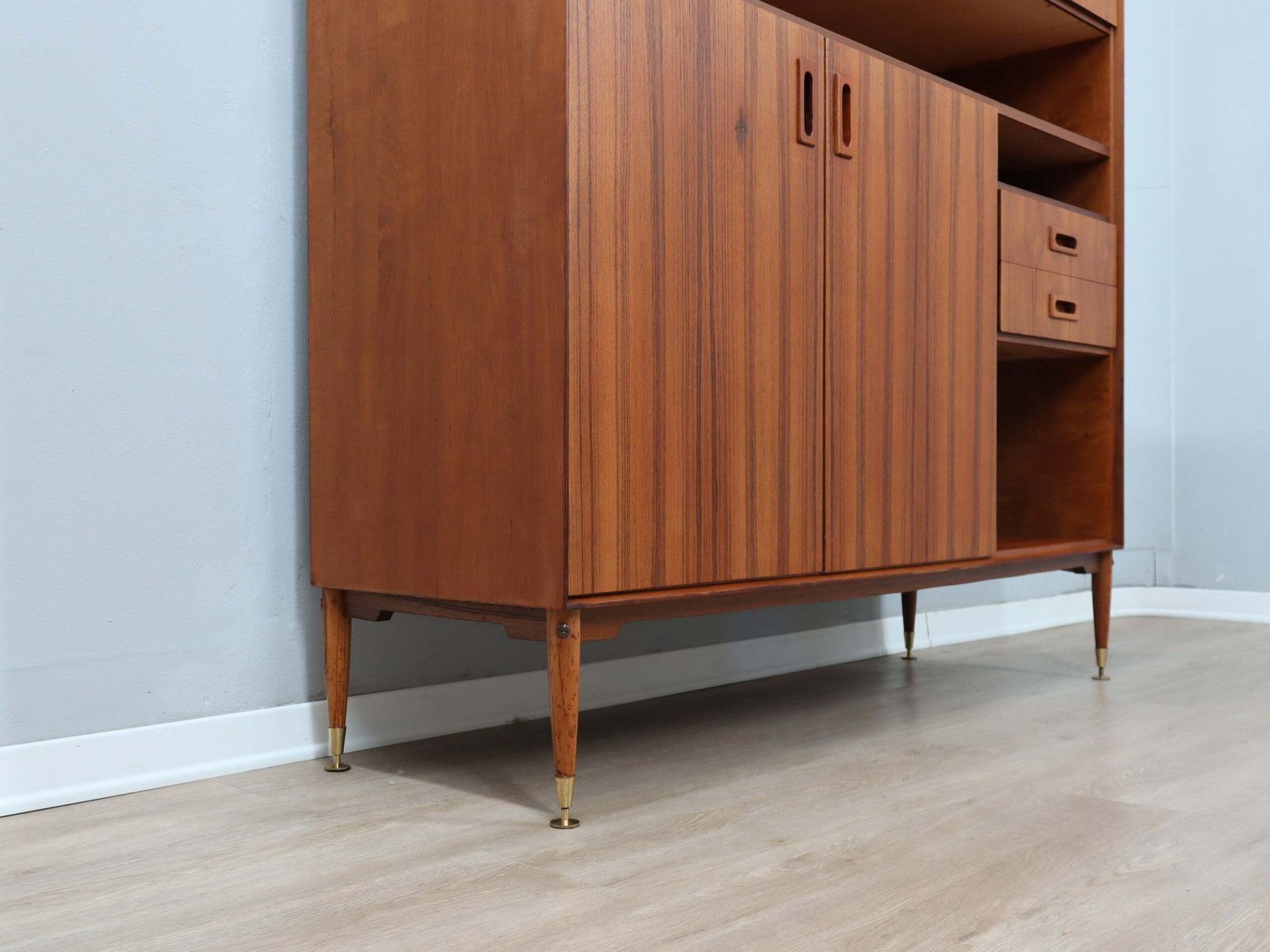 1960s Italian Mid Century Teak Highboard Restored With Brass Feet photo Furniture