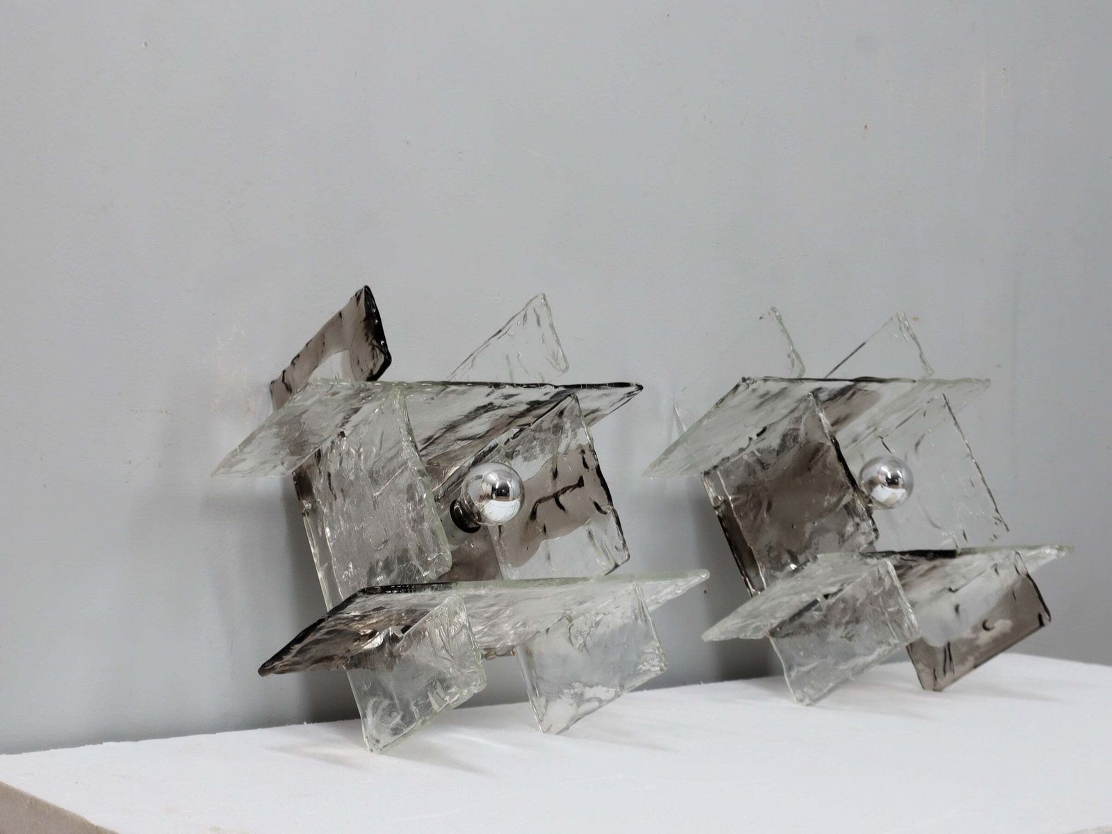 Pair Of Murano Glass Sconces Carlo Nason For Mazzega 1960s Italy photo for sale