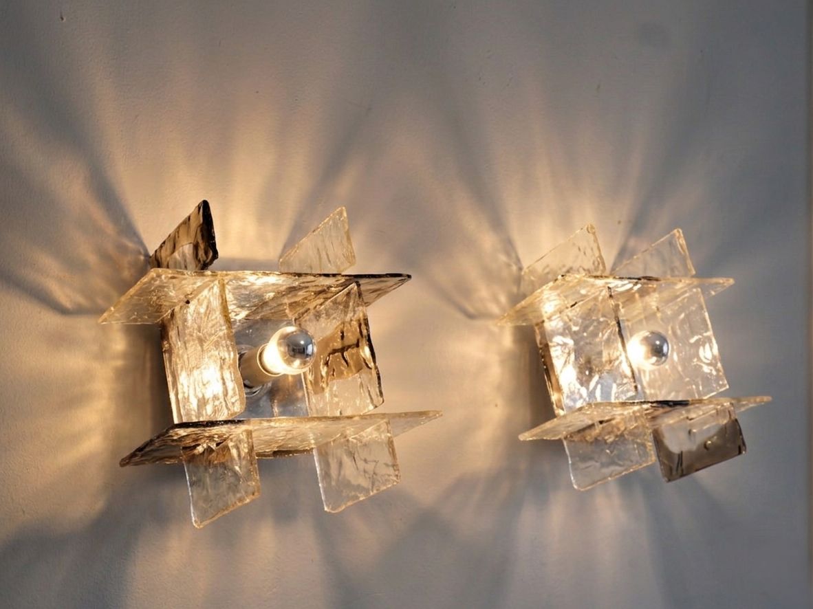 Pair Of Murano Glass Sconces Carlo Nason For Mazzega 1960s Italy photo 1750.0