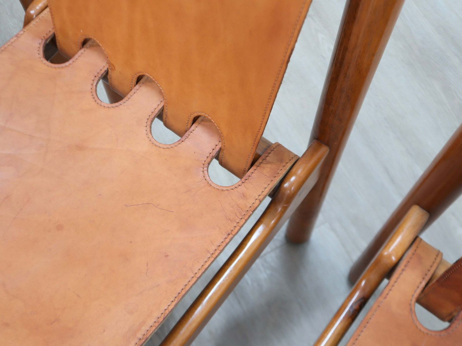 Set Of 4 Ilmari Tapiovaara For La Permanente Walnut And Leather Chairs 1960s photo vintage