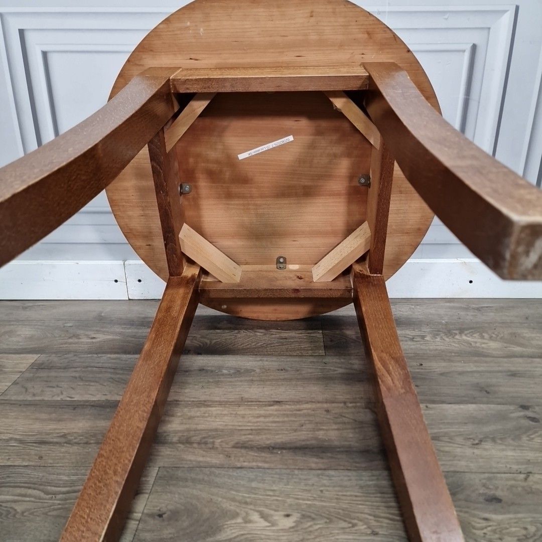 photo for sale Retro Vintage Oak Table Wooden Occasional Round Hall Side Lamp Pub Cafe Rustic