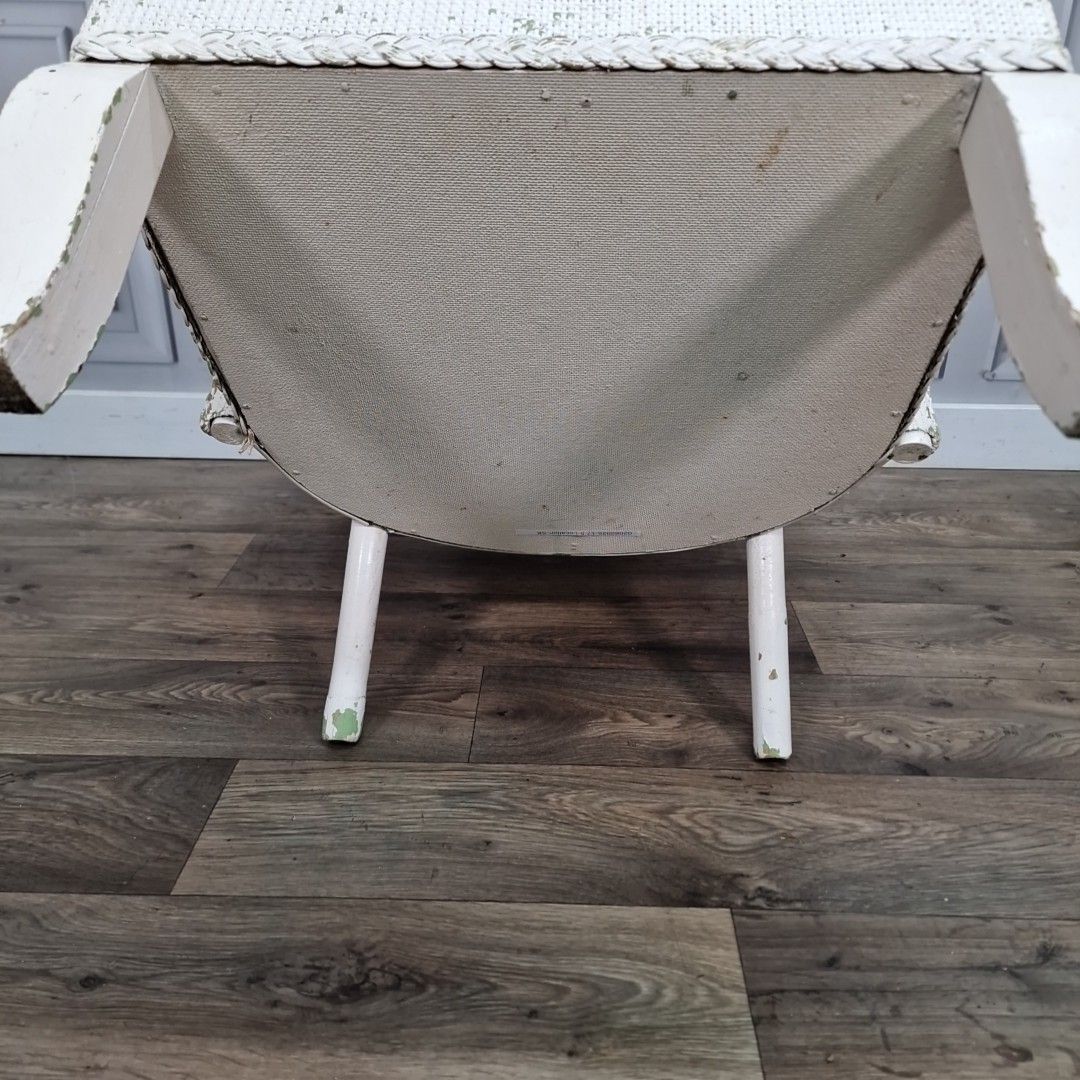 Retro Vintage Mid Century Woven Wicker Chair Painted Seat Storage Tub Project photo vinterior